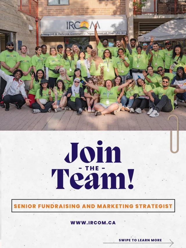 We’re growing our team at IRCOM.

If you’re passionate about building welcoming communities and supporting newcomer families, this is your chance to make a real impact.

We’re hiring a Senior Fundraising and Marketing Specialist, a role that will help us strengthen partnerships, share powerful stories, and grow the resources that make our work possible. This opportunity has been made possible through a funder that supports specific organizational development goals and activities.

If this sounds like you, we’d love to hear from you.

Read the full posting and apply through the link in our bio.

If you know someone who’d be perfect for this role, tag them below.

#WinnipegJobs #NonprofitCareers #IRCOM  #NowHiring