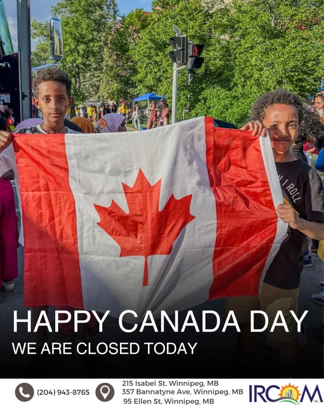 Happy Canada Day!

Today, we celebrate the people, cultures, and communities that make Canada home.

Please note that IRCOM is closed today, July 1, and will reopen during regular business hours tomorrow.

We wish everyone a safe and happy Canada Day.

#CanadaDay #IRCOM #CommunityOfBelonging #Winnipeg #Canada