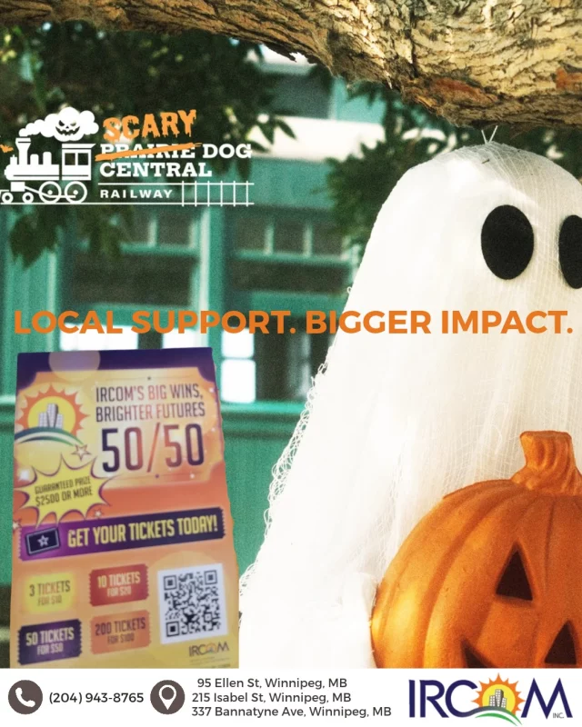 🚂👻 All Aboard Scary Dog Central! 👻🚂

Looking for a spooky adventure this fall? Don't miss Scary Dog Central at Prairie 
Dog Central Railway. With only next week left in the season, now is your chance to enjoy a frightfully fun ride before it disappears until next year.

While you're there, keep an eye out for IRCOM's Big Wins, Brighter Futures 50/50 Lottery sign and simply scan the QR code to grab your tickets for a chance to win.

With a guaranteed prize of $2,500 or more, every ticket helps support newcomer families building their lives in Winnipeg.

A big thank you to the team at Prairie Dog Central Railway for helping spread the word and support our community.

A big thank you to the team at Prairie Dog Central Railway for helping spread the word and supporting our community.

You can also get your tickets online at https://rafflebox.ca/raffle/ircom-test/ or through the link in our bio.
LGCA Licence #9627-RF-52004

#ScaryDogCentral #PrairieDogCentral #IRCOM5050 #SupportIRCOM #HalloweenFun #WinnipegEvents #CommunityPartners